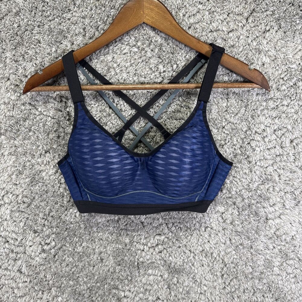 Victorias Secret Sports Bra 32C Racerback Underwire Padded High Impact Blue